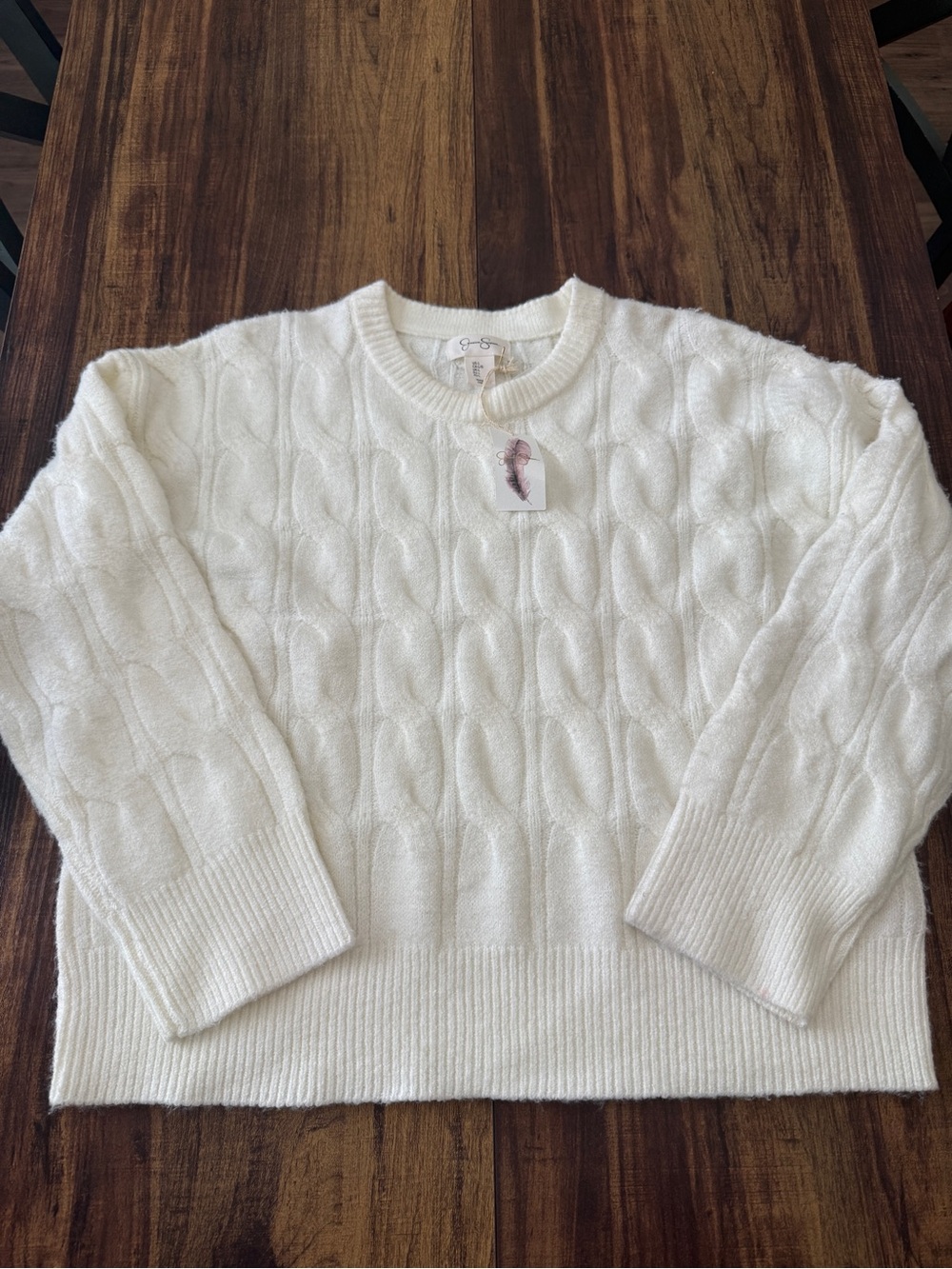 Jessica Simpson Cream Cable Crew Sweater